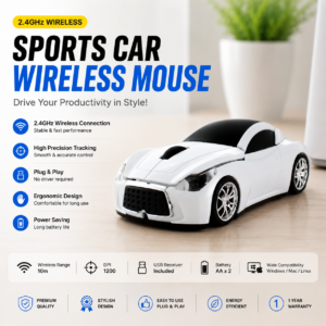 Sports Car Wireless Mouse-Color White
