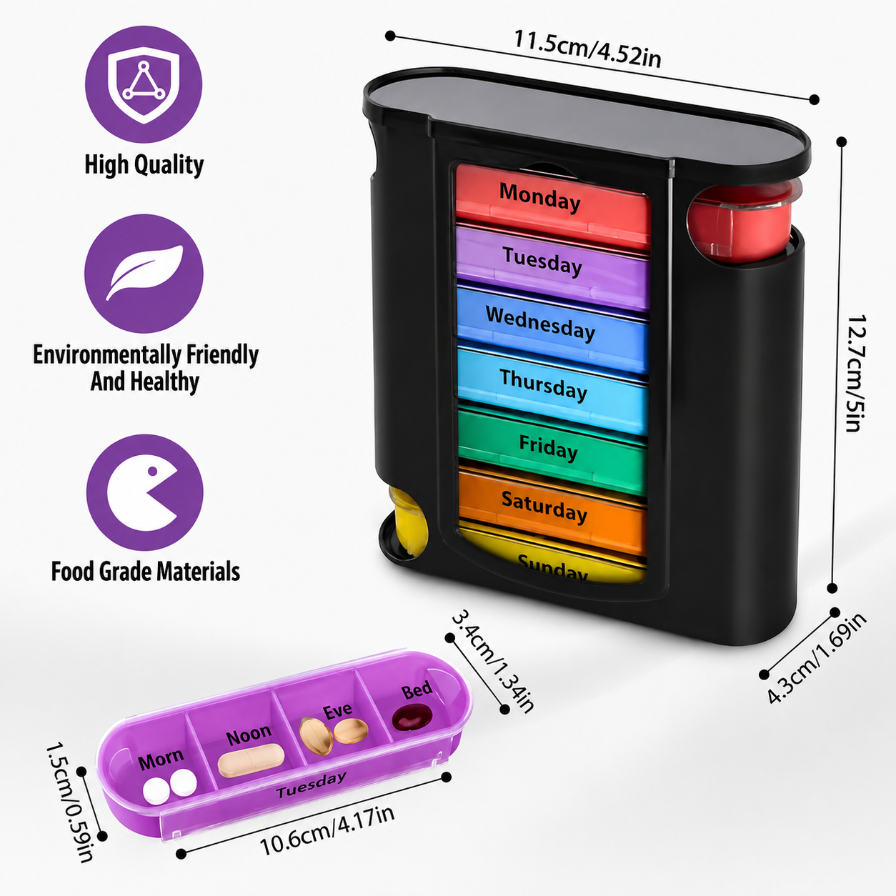 7 Day Medicine Organizer - রঙিন দিন চেম্বার